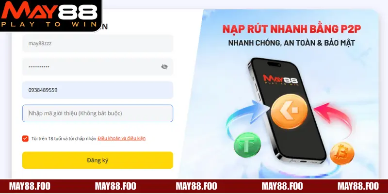 Đăng ký MAY88 dễ dàng trên mọi thiết bị