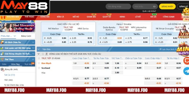Sảnh thể thao MAY88 đáp ứng mọi sở thích cá cược với đa dạng môn đấu